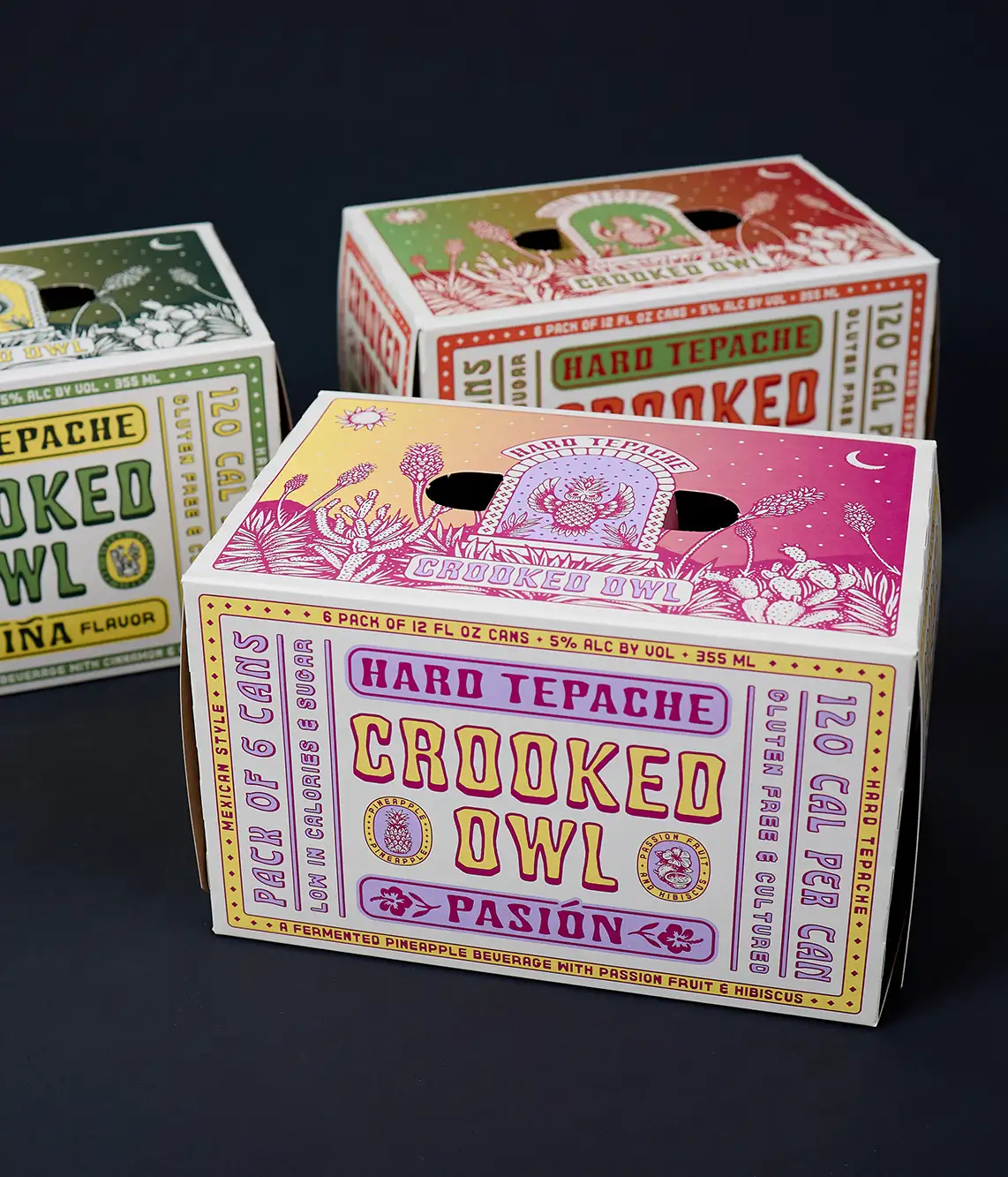 Three cartons of Crooked Owl a Hard Tepache