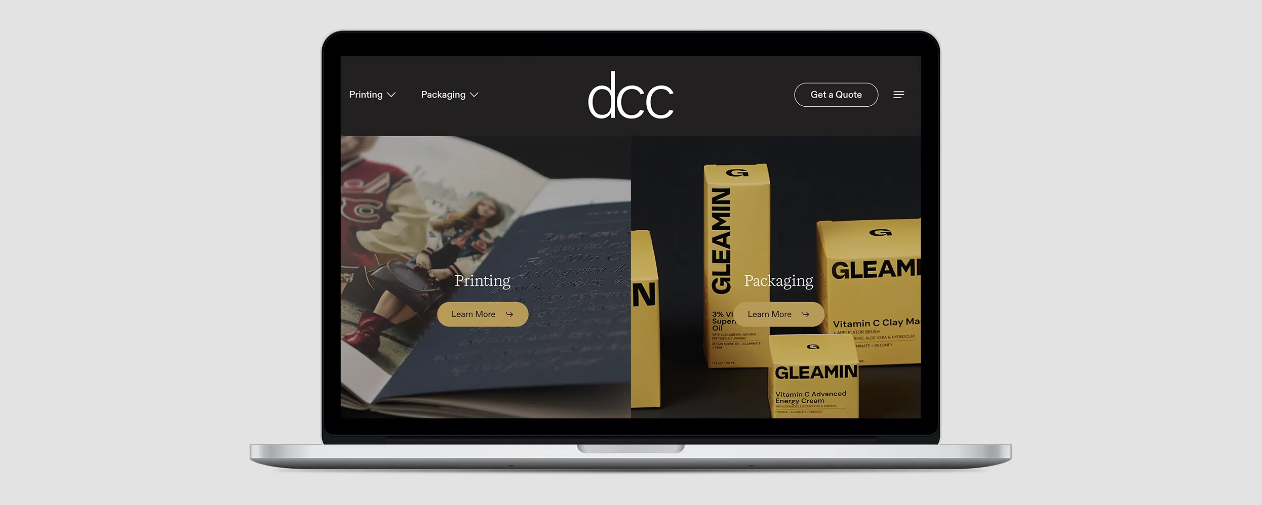 Apple Laptop displaying the new DCC home page.